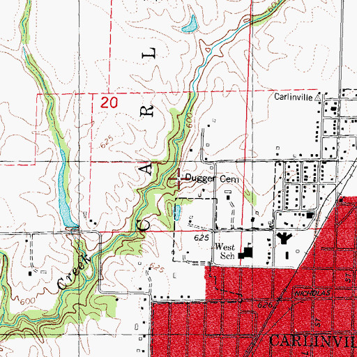 Topographic Map of Dugger Cemetery, IL
