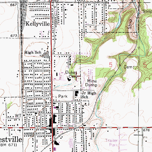 Topographic Map of Dukes Cemetery, IL