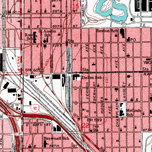 Topographic Map of Dulles Elementary School, IL