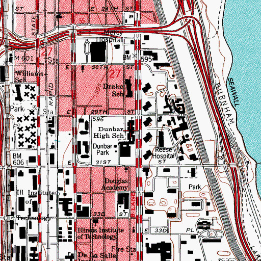 Topographic Map of Dunbar High School, IL
