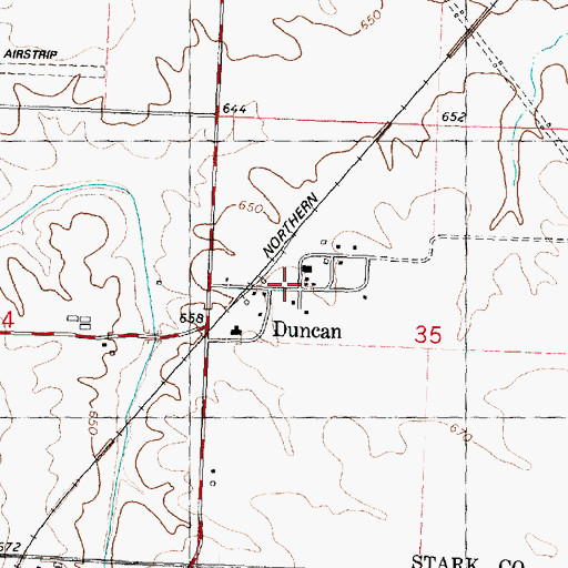 Topographic Map of Duncan, IL
