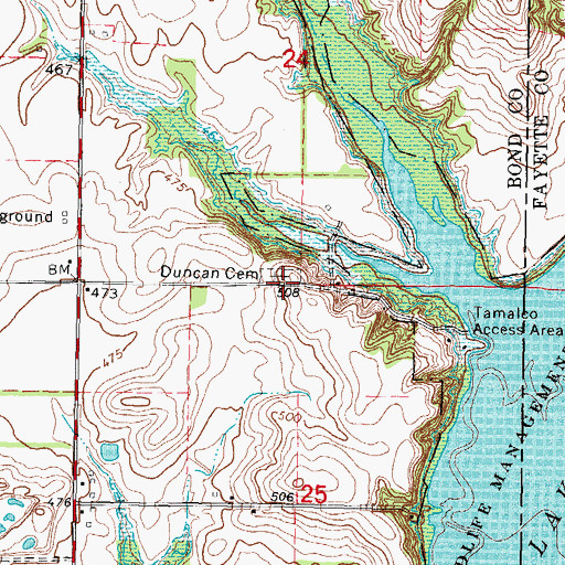 Topographic Map of Duncan Cemetery, IL
