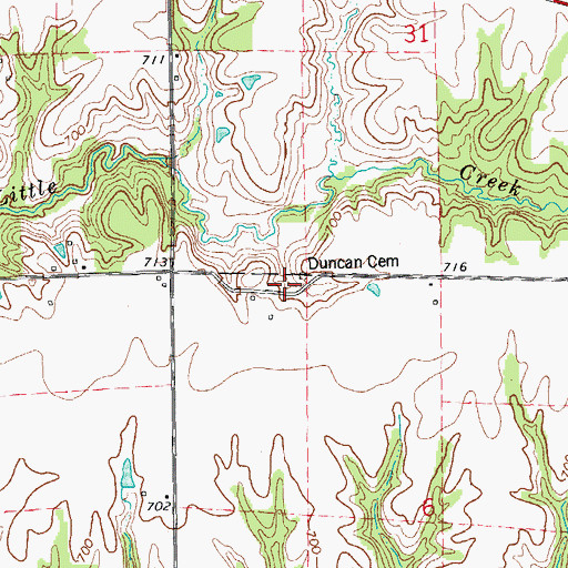 Topographic Map of Duncan Cemetery, IL