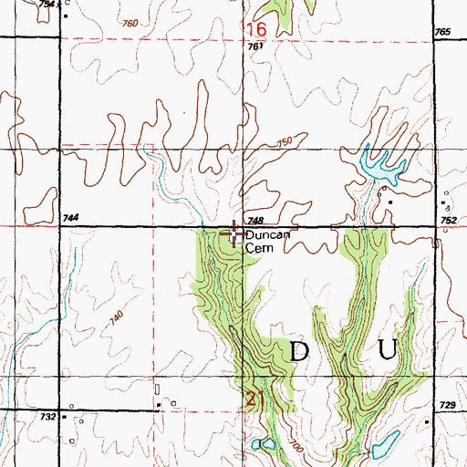 Topographic Map of Duncan Cemetery, IL