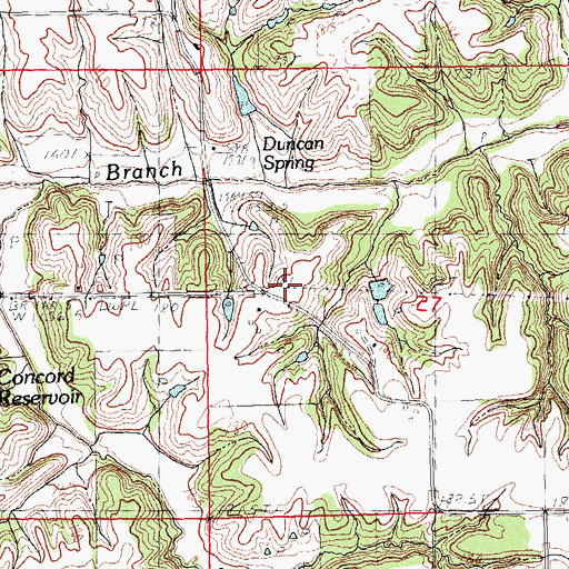 Topographic Map of Duncan Springs School (historical), IL