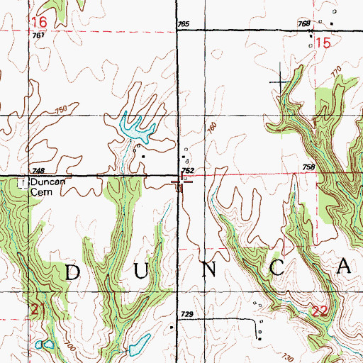Topographic Map of Duncan Town Hall, IL