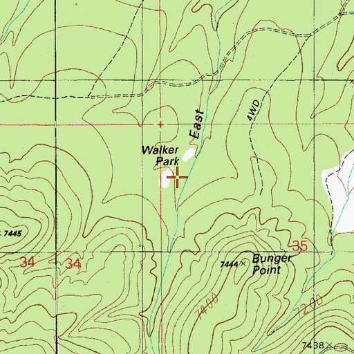 Topographic Map of Walker Park, AZ