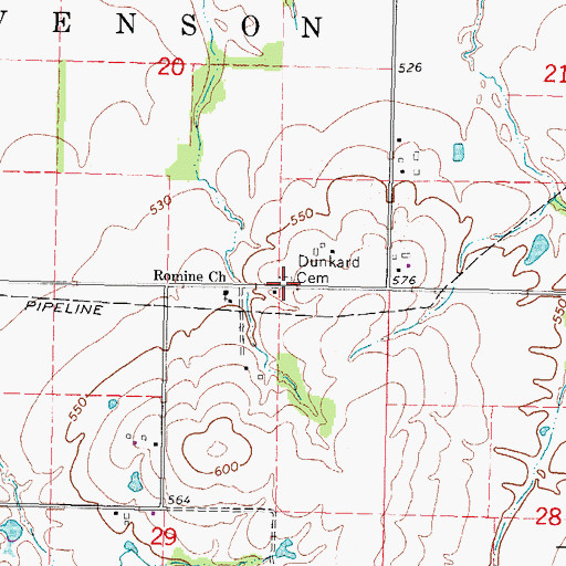 Topographic Map of Dunkard Cemetery, IL