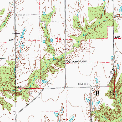 Topographic Map of Dunkard Cemetery, IL
