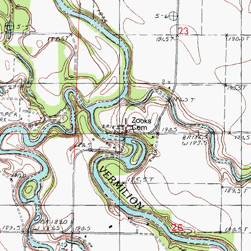 Topographic Map of Zooks Cemetery, IL