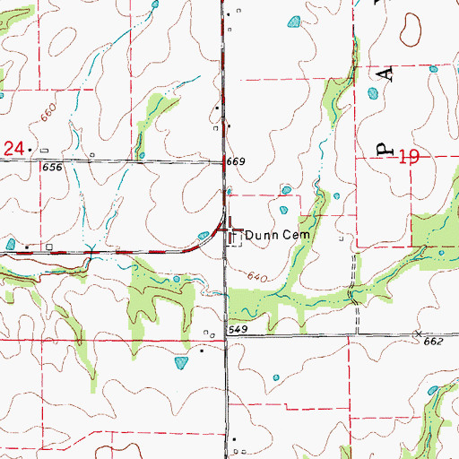 Topographic Map of Dunn Cemetery, IL