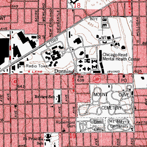 Topographic Map of Dunning, IL