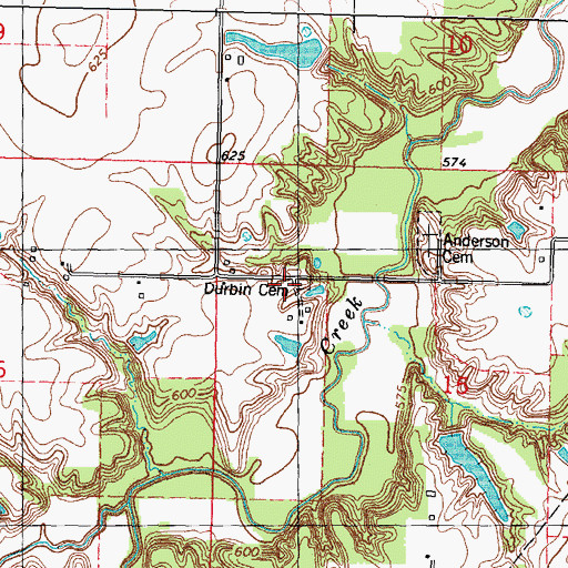 Topographic Map of Durbin Cemetery, IL
