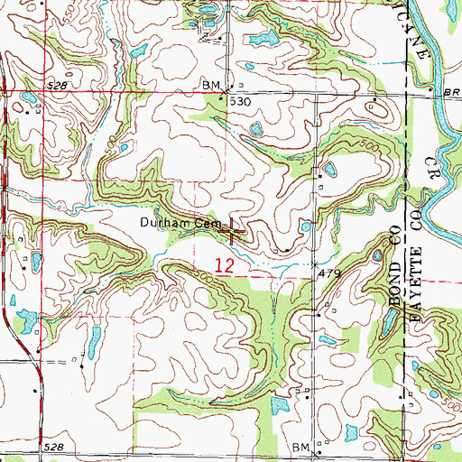 Topographic Map of Durham Cemetery, IL