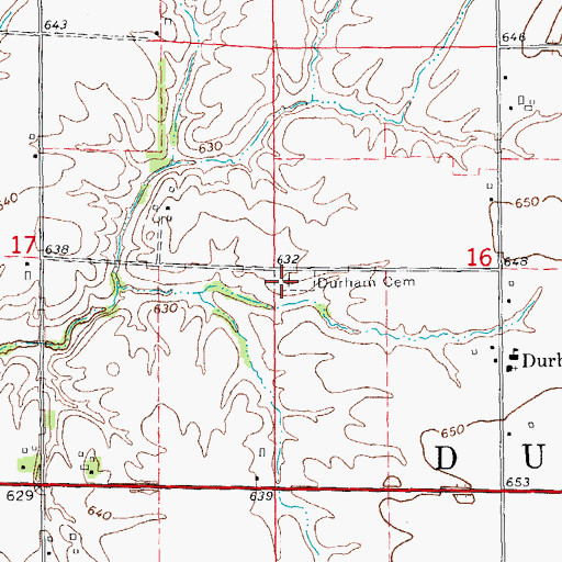 Topographic Map of Durham Cemetery, IL