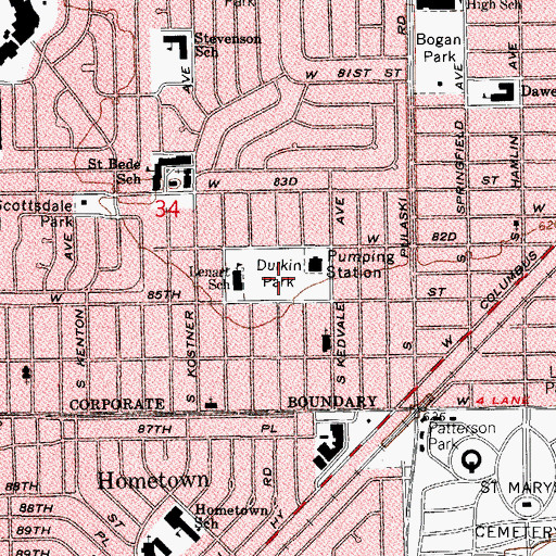 Topographic Map of Durkin Park, IL