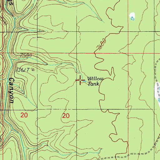 Topographic Map of Willow Tank, AZ