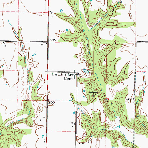 Topographic Map of Dutch Flat Cemetery, IL