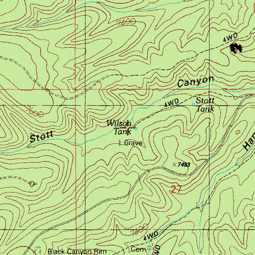 Topographic Map of Wilson Tank, AZ