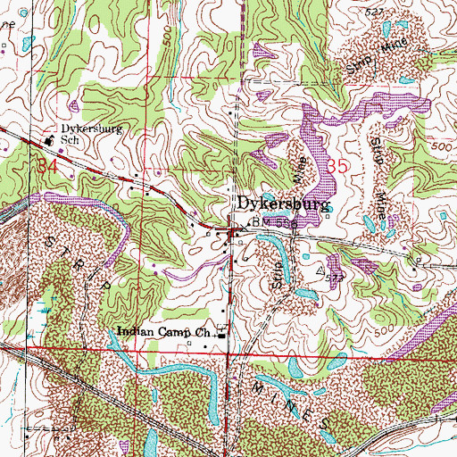 Topographic Map of Dykersburg, IL