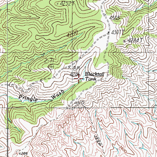 Topographic Map of Blacktail Tank, AZ
