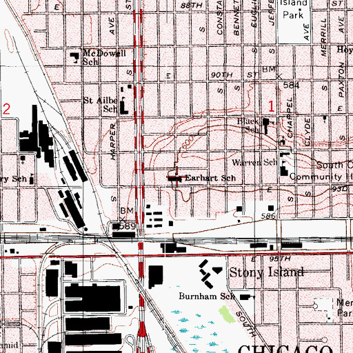 Topographic Map of Amelia Earhart Elementary School, IL
