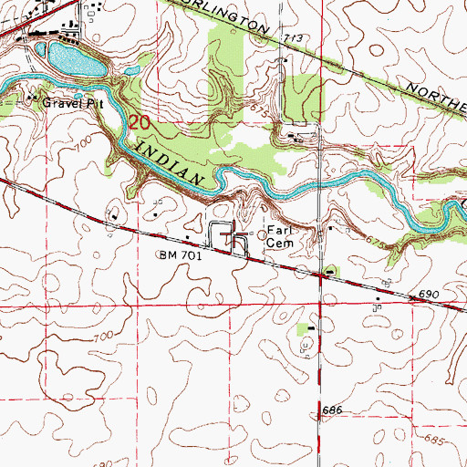 Topographic Map of Earl Cemetery, IL