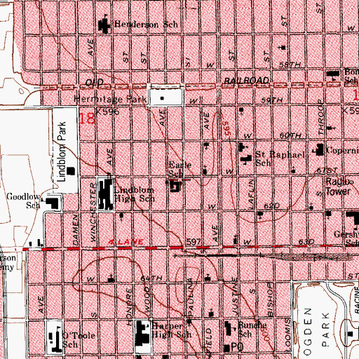 Topographic Map of Earle School, IL