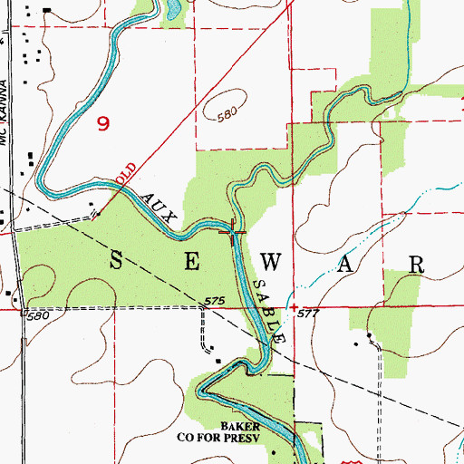 Topographic Map of East Aux Sable Creek, IL