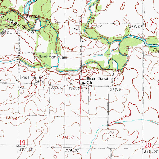 Topographic Map of East Bend Mennonite Church, IL