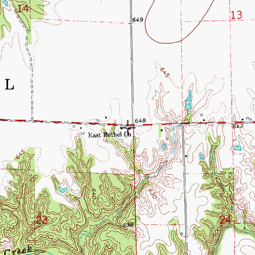 Topographic Map of East Bethel Methodist Church, IL