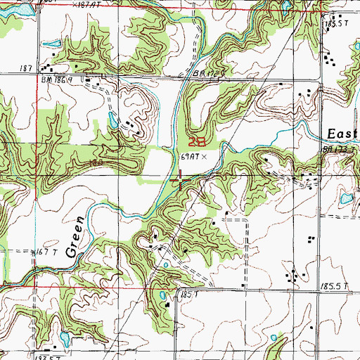 Topographic Map of East Branch Green Creek, IL