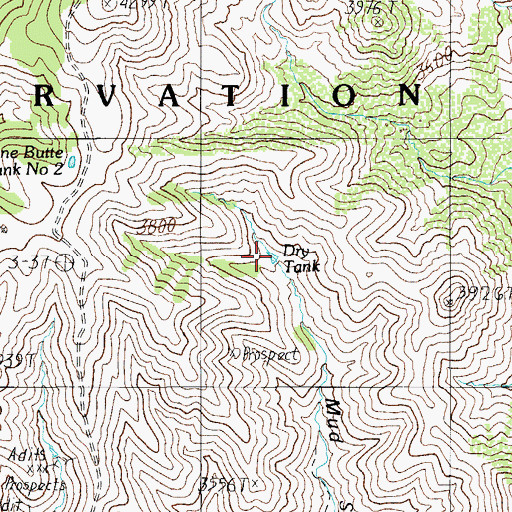 Topographic Map of Dry Tank, AZ
