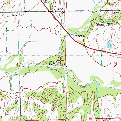 Topographic Map of East Branch Kiser Creek, IL