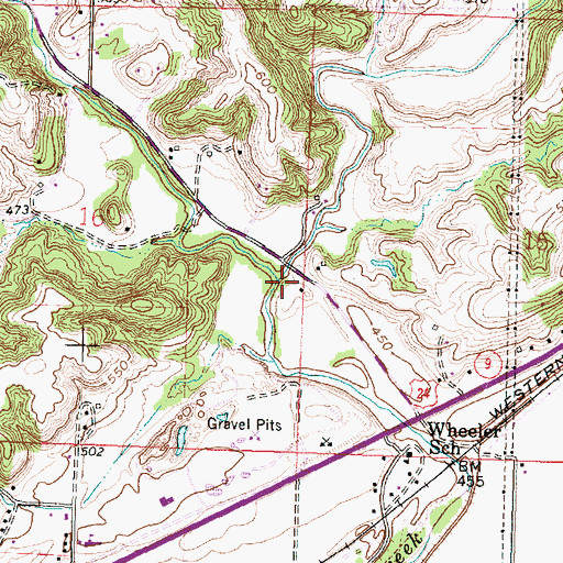 Topographic Map of East Branch Lamarsh Creek, IL