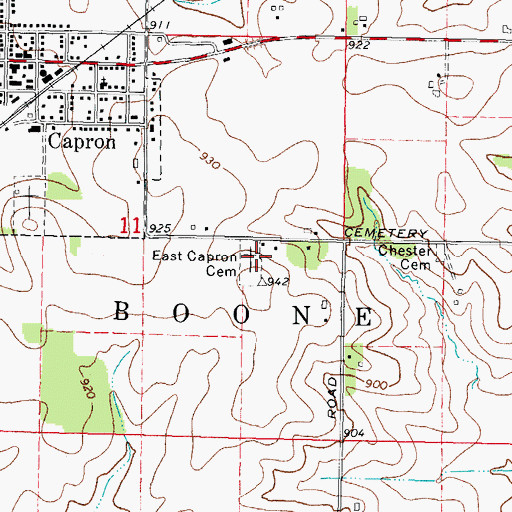 Topographic Map of Long Prairie Cemetery, IL