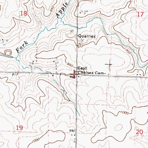 Topographic Map of East Chelsea Cemetery, IL
