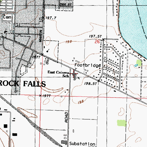 Topographic Map of East Coloma Elementary School, IL