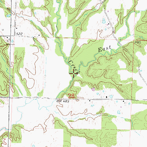 Topographic Map of East Creek, IL