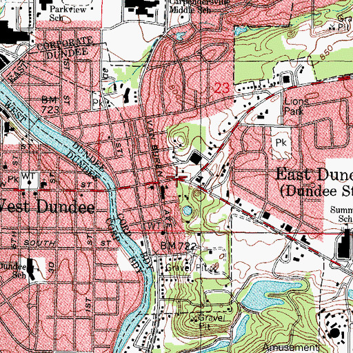 Topographic Map of East Dundee, IL