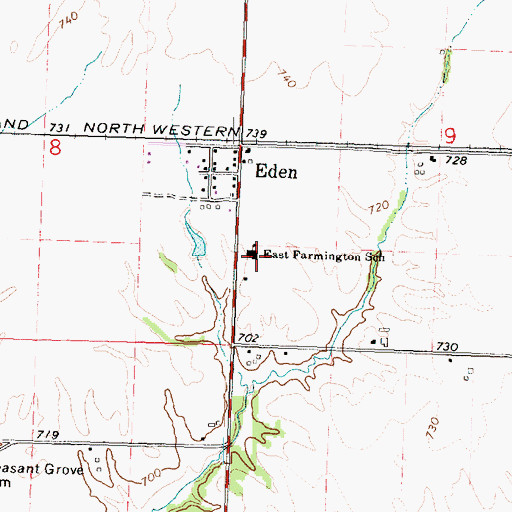 Topographic Map of East Farmington School, IL