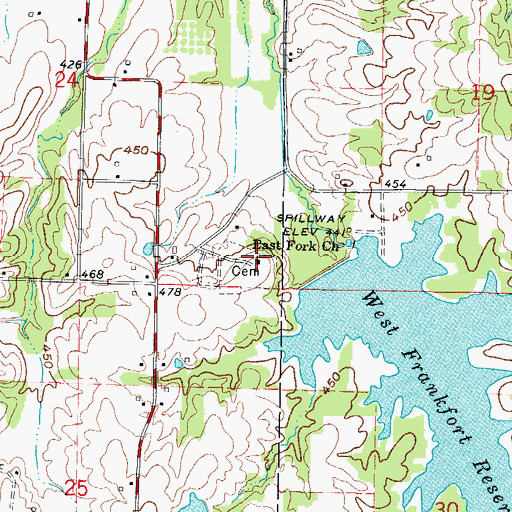 Topographic Map of East Fork Church, IL