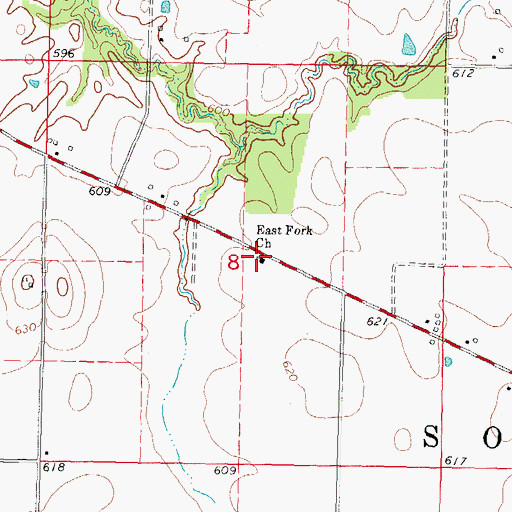 Topographic Map of East Fork Church, IL
