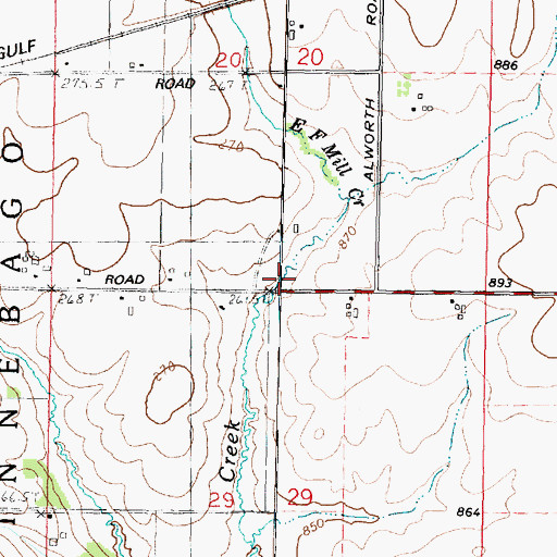 Topographic Map of East Fork Mill Creek, IL