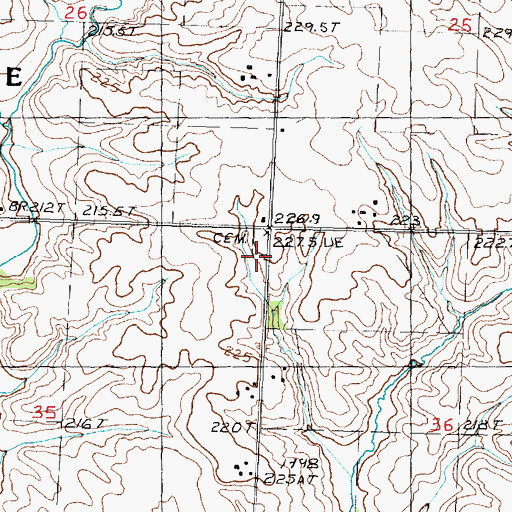 Topographic Map of East Genesee Cemetery, IL