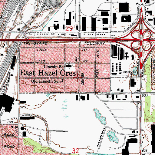 Topographic Map of East Hazel Crest, IL