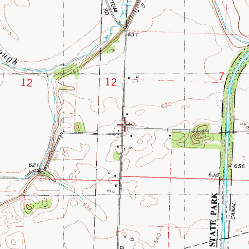 Topographic Map of East Hume School (historical), IL