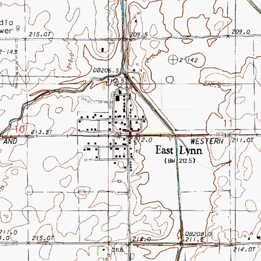 Topographic Map of East Lynn, IL