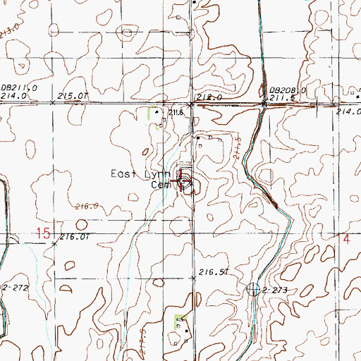 Topographic Map of East Lynn Cemetery, IL