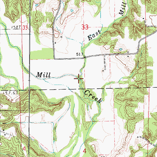 Topographic Map of East Mill Creek, IL